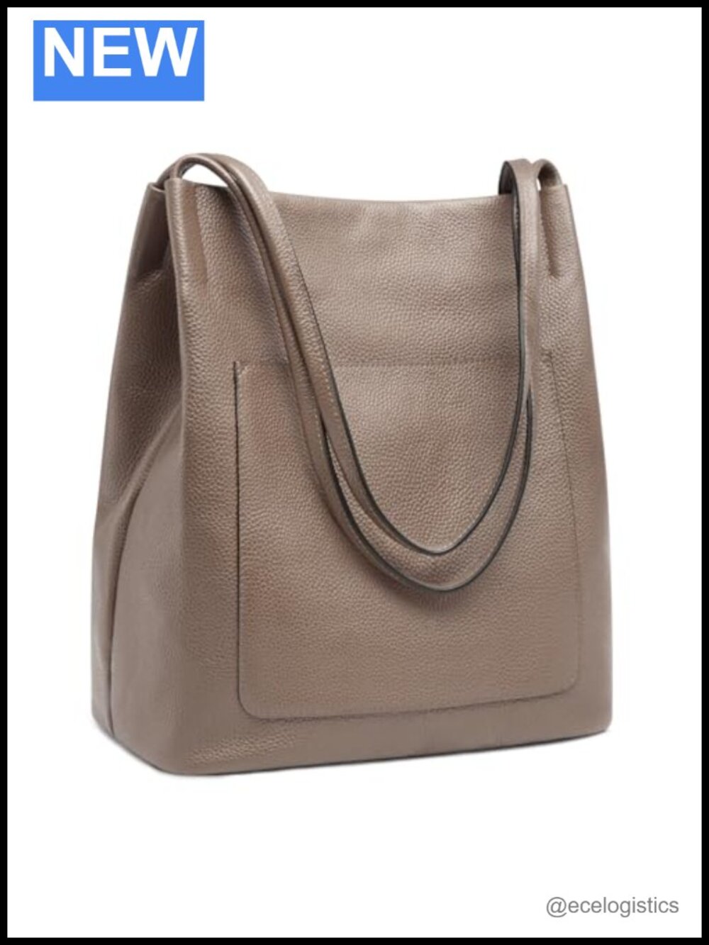 Genuine Leather Soft Tote Bag with Magnetic Snap Closure